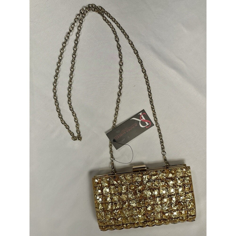 Sondra Roberts Gold Lucite Cube Clutch NWT Crossbody